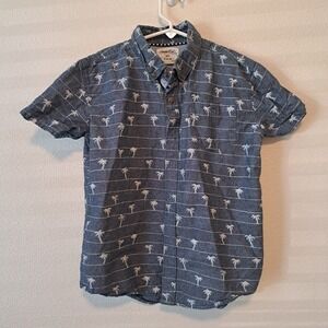 Sovereign Code Boys Blue Palm Tree Short Sleeve Button Down Shirt Size M 10-12
